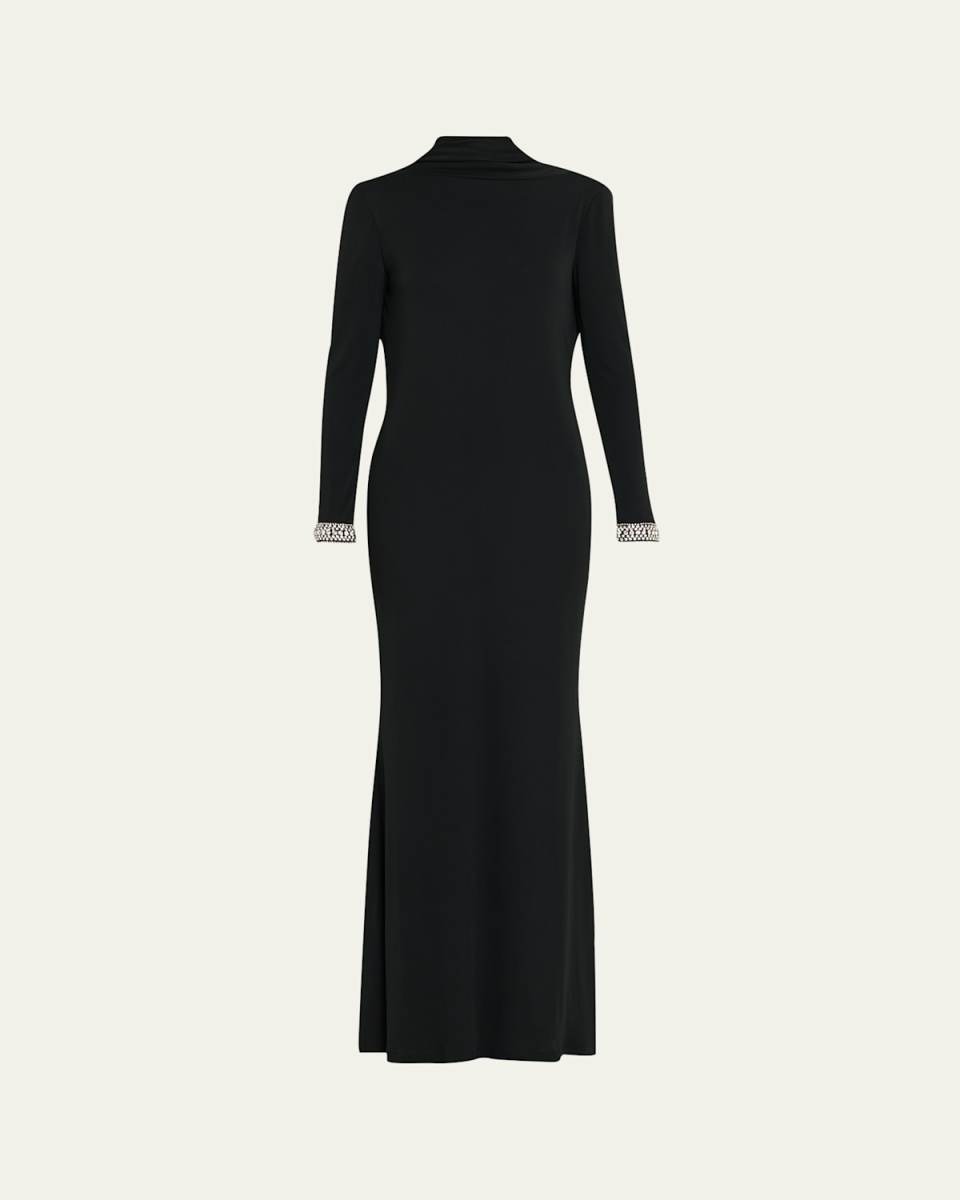Magic Moonlight Long-Sleeve Cowl Backless Gown